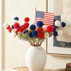 Red White and Blue Artificial Flower Arrangement 12 Stems with American Flag, 4th of July Table Decorations Centerpiece for Patriotic Home Decor, Independence Day Party, Memorial Day Decor