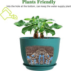 UOUZ 12inch Large Plant Pot, Modern Plastic Planter with High Driange Holes and Saucer for Indoor Outdoor Garden Plants and Flowers, Black with Green Speckles