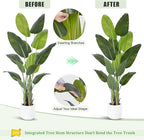 Artificial Bird of Paradise Plant 6Ft Tall Fake Tropical Palm Tree Large Fake Plants with 13 Silk Banana Leaves Faux Plant Indoor Decor Trees with White Pot for Home Bedroom Living Room Office