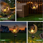MEBRUDY Fairy Solar Garden Outdoor Decor, Moon Figurine Light Stake Housewarming Ornament for Patio, Lawn, Yard, Pathway, Unique Gift Ideas for Gardening, Mom, Grandma, Women
