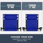 Best Choice Products 30” Wide Folding Zero Gravity Outdoor Recliner Patio Lounge Chair w/Adjustable Canopy Shade, Headrest, Side Accessory Tray - Cobalt Blue