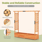 HAPPYGRILL Raised Garden Bed with Trellis, Freestanding Wood Planter Box w/Hanging Roof & Drainage Holes for Vine, Climbing Plants, Flowers, Outdoor Planter with Trellis for Garden, Patio, Yard (2)