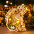 Solar Cherub Angel Outdoor Garden Decor Statues - 8 inches Angel Figurines Outdoor Sculptures with Succulent, Garden Statues for Outside, Patio, Balcony, Lawn Ornaments or Housewarming Gift