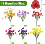 ZAIYW 18 Bundles Artificial Flowers Outdoor Fake Flowers Pansies Faux Artificial Plants for Planter Porch Yard Home Decor (Mixed Color)