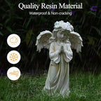 Angel Garden Statue,Memory Guardian Solar Garden Decor with Warm Light,Waterproof Outdoor Garden Decor Praying Angel Figurine Sculpture for Lawn Yard Patio,Sympathy Present,White