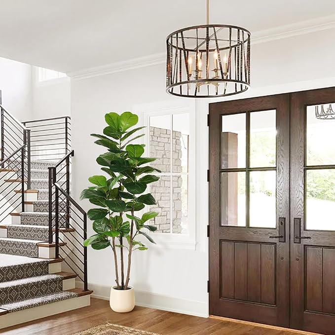 Realead 6ft Fiddle Leaf Fig Tree Artificial with Tall Exquisite Planter - Tall Faux Fiddle Leaf Fig Tree with Natural Trunk and Lifelike Leaves - Fake Fig Tree for Home Living Room Indoor Decor