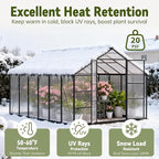 10X12 FT Greenhouse for Outdoors, Polycarbonate Walk in Green House for Outside, Reinforced Aluminum Frame Greenhouses, Heavy Duty Garden, Patio, Backyard Flower Planting
