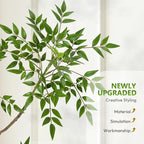 GarveeHome Artificial Plants Indoor,7 ft Tall Faux Floor Plant in Pot, Nandina Artificial Tree with White Planter for Home Decor Office Living Room