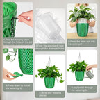QCQHDU Self Watering Hanging Pots, 2 Pack 5.7 Inch Hanging Planters for Plants Indoor, Flower Pots with Drainage Holes and 3 Hooks Chains for Garden Home (Emerald)