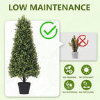 3ft Artificial Boxwood Topiary Trees (Set of 2) - UV Resistant Faux Plants Outdoor, Realistic 36in Fake Cone Bushes and Shrubs for Front Porch, Planter, Patio, Evergreen