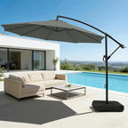 wikiwiki 10ft Patio Umbrella with Base Included, Outdoor Offset Cantilever Umbrella with Sandbag Base for Backyard, Garden and Pool, Easy to Tilt and Crank, Dark Gray
