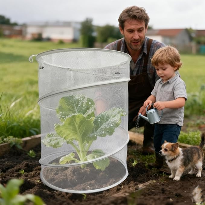 Plant Protectors from Animals | Round Reusable Foldable Breathable Mesh Protector | Garden Plant Net | for Winter Freezing Frost Season Flower Pot Planter Patio Porch Walkway Pathway Courtyard Farm