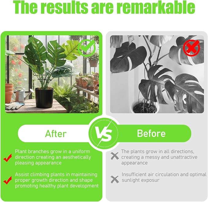 JJUNW 12 Pack Climbing Houseplant Stem Supports, Reusable Plastic Plant Stem Holders Hook Growth Accessories for Indoor Outdoor Plants (Black)