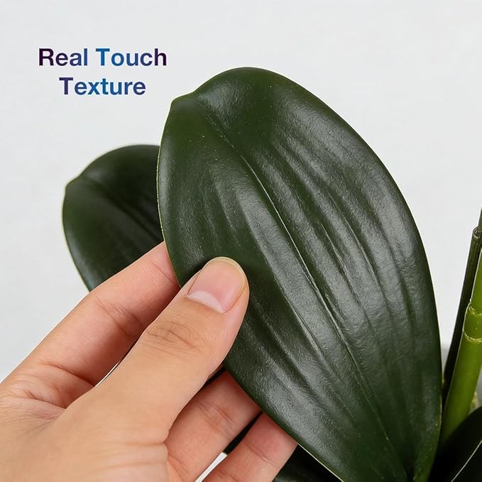 Artificial Orchid Flowers in Pot, 12" Real Touch Phalaenopsis Faux Orchid Plant with Fake Moss, Small Artificial Flowers Arrangement for Home Decor Indoor, Bathroom, Office Table C (Rose Red)