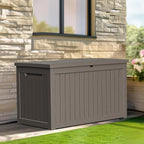 PatioZen 280 Gallon Resin Deck Box, Lockable Patio Outdoor Storage Box for Furniture, Garden Tools and Tools Storage, Waterproof Outside Storage Boxes - Grey