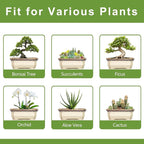 13.7 Inch Bonsai Planter - Ceramic Bonsai Tree Pots for Indoor Outdoor Plants, Succulent Pots with Drainage Hole, Large Plant Pot, Patio Decor, Gifts for Gardeners, Rectangular Beige-Brown