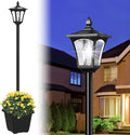 64 Inch Solar Lamp Post Light with Planter, 60 High Lumen Street Light, Solar Post Lights Waterproof for Pathway, Garden, Driveway, Lawn, Front Back Door Outside Pole Lamp 6000K