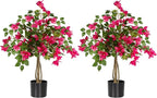 3FT Artificial Bougainvillea Tree, Faux Potted Flowering Plant with Lush Pink Blooms, UV Resistant Indoor Outdoor Artificial Tree for Living Room, Patio, Office, Porch Decoration