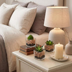 Briful Set of 3 Succulents Plants Artificial in Glass Pots Small Fake Succulents Plants Faux Plants Indoor for Home Office Table Desk Shelf Room Decor