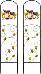 Solar-Powered Iron Plant Trellis with Lights,Voumsil Outdoor Garden Climbing Plant Support, Weatherproof Metal Stake for Vine Roses, Decorative Solar Lighting for Patio, Yard (Metallic Color 2 PCS)