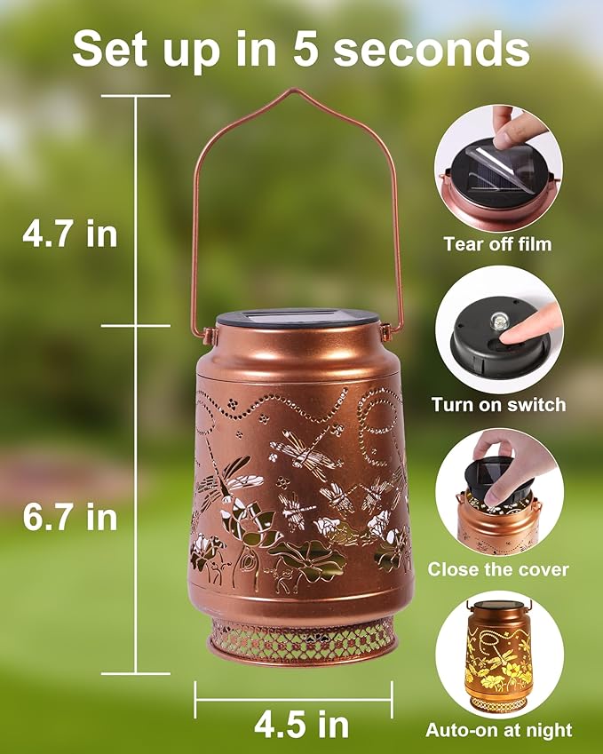 Dragonfly Gifts for Women Solar Lantern Dragonfly Decor Birthday Gifts for Women Mom Grandma Sister Friend Mothers Day Gifts Garden Decor Metal Solar Lights Outside Decor for Backyard Patio Deck Porch