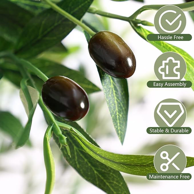 Alupssuc 7ft Olive Tree Artificial Indoor, Fake Tree Potted Faux Olive Trees with Lifelike Fruits and Realistic Leaves, Artificial Plants Indoor Fake Plants for Modern Home Office Living Room Decor