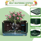 MQUPIN Raised Garden Bed Tomato Planter with Trellis, Self Watering Tomato Planter with Water Level Indicator, Larger Rectangular Tomato Cages for Indoor & Outdoor Climbing Vegetable and Plants (1)
