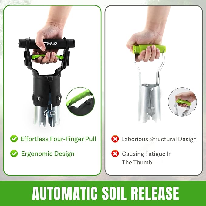 JOYHALO Garden Bulb Planter Tool, 5 inch Depth Bulb Planting Tool, Gardening Garden Tools, Automatic Soil Release Bulb Planters for Plants Seeds & Bulbs Tulip Daffodils Dahlias Lilies Onions