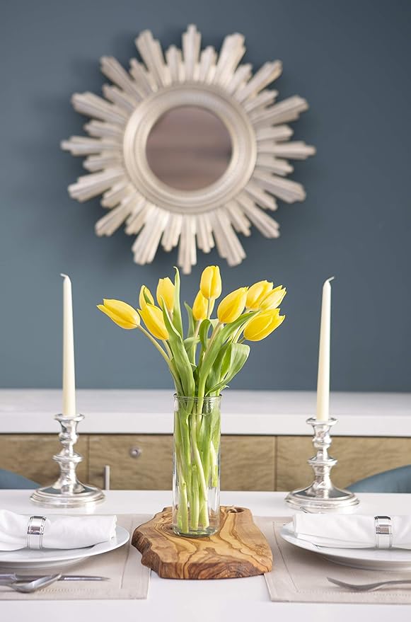 KaBloom - Bouquet of Fresh 10 Yellow Tulips with Vase - Fresh Flowers for Birthday, Valentine's & Mother's Day