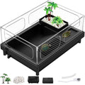 MoonOrange Small Turtle Tank, Aquarium, Acrylic Terrarium with Basking Platform, Bottom Drainage, Multi-Function Areas for Turtles, Crabs, Crayfish, Reptiles.(Black)