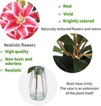 GarveeLife Artificial Tiger Lily Flowers with Vase, Real Touch Easter Lily Faux Flowers for Home Table Centerpieces Wedding Baby Shower Birthday Party Decoration, UV Resistant, 3 Stems with 6 Flowers