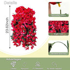 Artificial Flowers for Outdoors Fake Red Bougainvillea Hanging Flower Decoration, 2Pcs Realistic Faux Silk Plants Long Trailing Vines, Spring Decor for Porch Patio Balcony Planter Yard