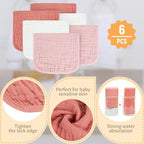 MIGIOL Baby Burp Cloths 100% Cotton Newborn Muslin Burp Cloths 10x20 inches Baby Essentials (6, White & Pink)