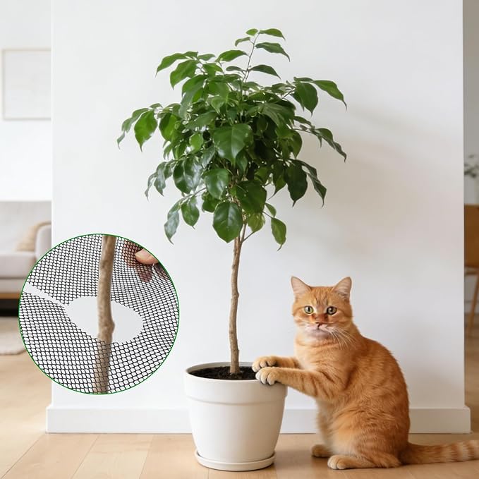 10Pcs 15.7 Inch Plant Pot Grids with 20 U-Shaped Nails, Cuttable Soil Cover Protector Cats, Animals Digging Stopper, Indoor Plant Pot Soil Guard for Outdoor Garden Balcony