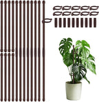 20Pcs Plant Support Stakes 17 inch SupKing Garden Orchid Sticks Extended to 3ft 4ft 5ft Plant Poles with Clips for Indoor Outdoor Potted Tomato Rose Amaryllis Vegetables Comes with 20 Ties(Brown)