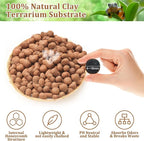 Riare 4LBS Expanded Clay Balls Terrarium Substrate for Reptiles - 100% Organic Lightweight Clay Pebbles Substrate Frogs False Bottom Substrate, Bioactive Terrarium Substrate for Drainage and Moisture