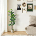 Alupssuc 4FT Artificial Fiddle Leaf Fig Tree with White Planter Pot, 4 feet Tall Fake Tree for Home Decor, Faux Ficus Tree Fake Moss for Indoor Outdoor Office Living Room