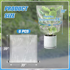 6 Pcs Winter Plant Cover Freeze Protection - 39" x 39" Plastic Plant Frost Bags with Drawstring, Transparent Waterproof Plant Shelter Coverings for Outdoors Garden Plants Shrubs Sapling Bushes