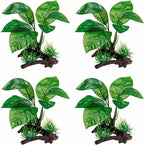 Moonorange Reptile Artificial Plants, Terrarium Plants Decorations Supplies, Aquarium Fish Tank Plant, Amphibian Habitat Hideout Tank Accessories (M Set-4pcs/F)