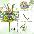 4 Bundles Artificial Daisy Flowers Bouquet Fake Wildflowers Silk Spring Floral Stems Arrangements for Home Indoor Living Room Kitchen Table Vase Wedding Party Decor