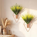 Canlierr 2 Pieces Wall Decor Hanging Planters with Artificial Plants Metal Hanging Vase Indoor Plants Holder Modern Boho Wall Art for Bathroom Bedroom Living Room Decor(Rose Gold,Aquatic Plant)