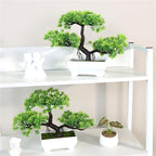 Artificial Bonsai Tree Cloud Pine Bionic Plant Indoor Small Fake Plants Decor Zen Garden Desk Home Desktop Office Bathroom Shelf Bedroom Living Room Decorations (Green)
