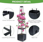 MYMULIKE Raised Garden Bed 4 Packs, Planter Boxes with Trellis 58.3'' Tomato Planters for Climbing Vine Vegetables Flowers Plants Self Watering Tomatoes Cage for Outdoor Patio Greenhouse