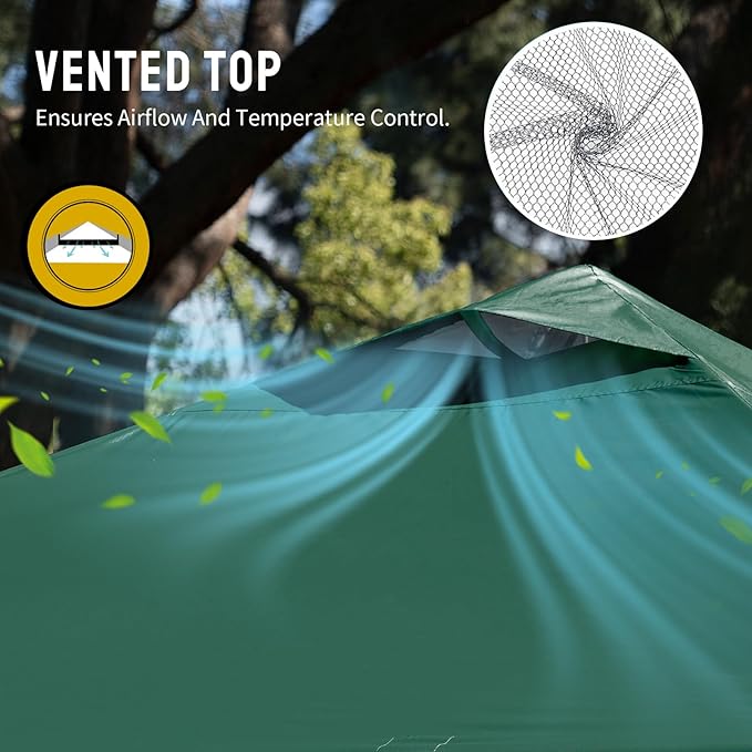 CROWN SHADES 12x12 Pop Up Canopy Outside Canopy, Patented One Push Tent with Wheeled Carry Bag, Bonus 8 Stakes and 4 Ropes, Forest Green