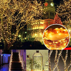 Joomer Solar Fairy Lights, 4-Pack Total 104FT 320LED Solar String Lights Outdoor Waterproof 8 Lighting Modes for Patio Fence Party Garden Yard Home Holiday Tree Outdoor Decoration (Warm White)