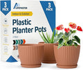 Terracotta 6-Inch Plant Pots with Drainage & Saucers 3 Pack, Indoor & Outdoor Planters for Houseplants, Herbs, and Flowers, Durable & Weatherproof Material, Stackable, Lightweight, Minimalist Design