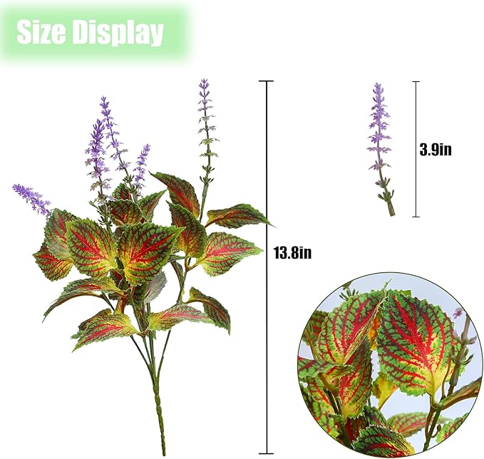 12 Bundles Artificial Coleus Flowers | UV Resistant No Fade Silk Faux Plants | Spring Summer Outdoor Fake Greenery for Garden Patio Planters Front Porch Pathway Decor (Yellow)