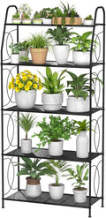 VyGrow 5 Tier Plant Stand Indoor Outdoor, Heavy Duty Plant Shelf, Metal Mesh Tall Plant Stands Holder Rack for Living Room Balcony and Garden, Black