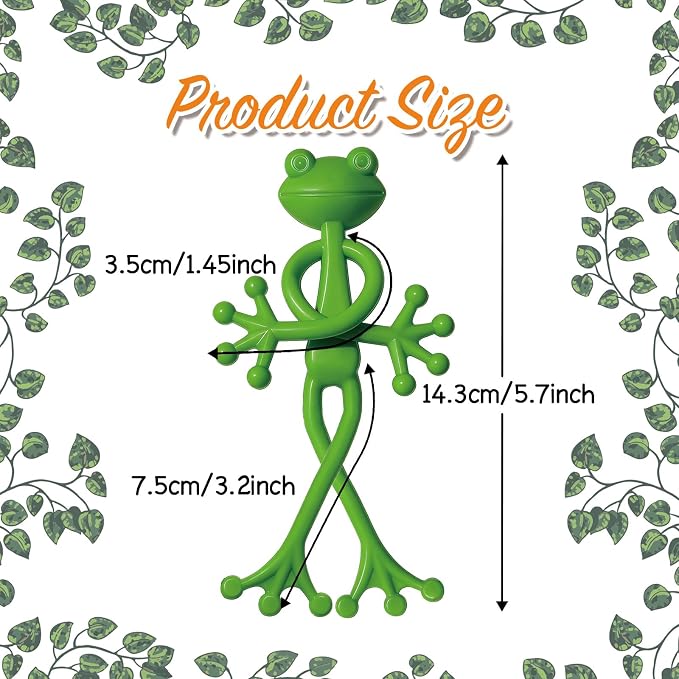 4 pcs Frog Plant Stand, Multipurpose Green Frog Plant Supports Steady Cartoon Plant Branches Tie Down, Frog Plant Holder for Potted Plants, Plant propagation buddy Cute Frog Flower Pot Hugger Plant Climbing Fixture Clips Perfect for Indoor Outdoor Gard...