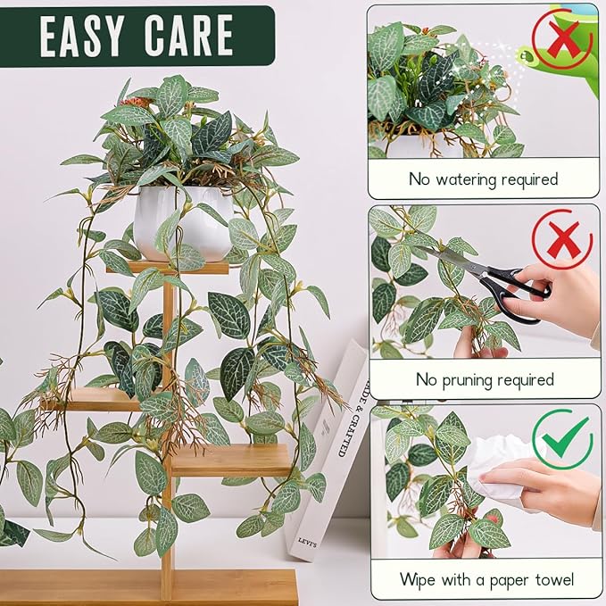 Small Artificial Hanging Plants Fake Hanging Plant with Pot Plants Indoor Decor Faux Greenery Hanging Vines Potted for Wall Home Office Bathroom Kitchen Farmhouse Decoration